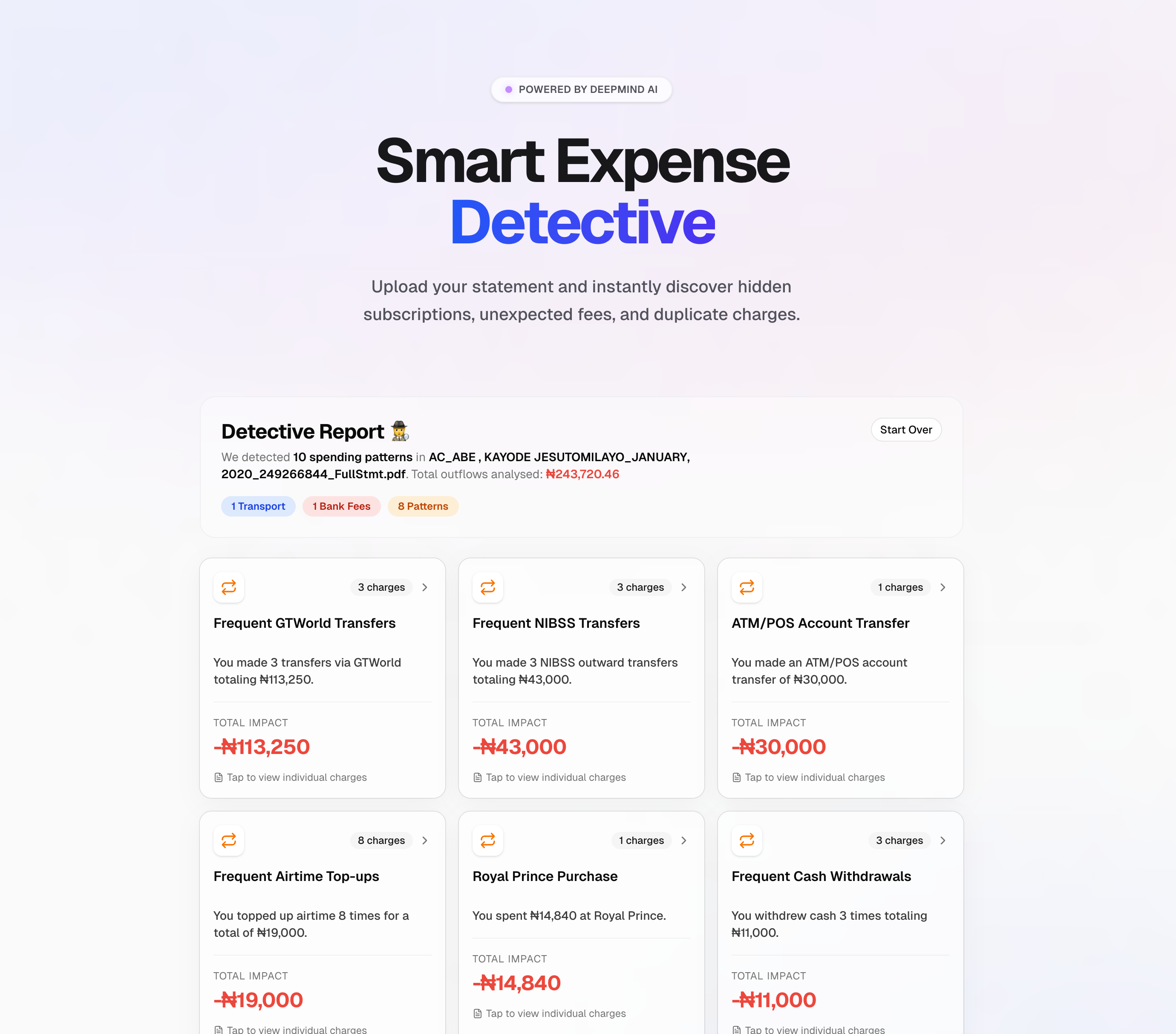 Smart Expense Agent interface