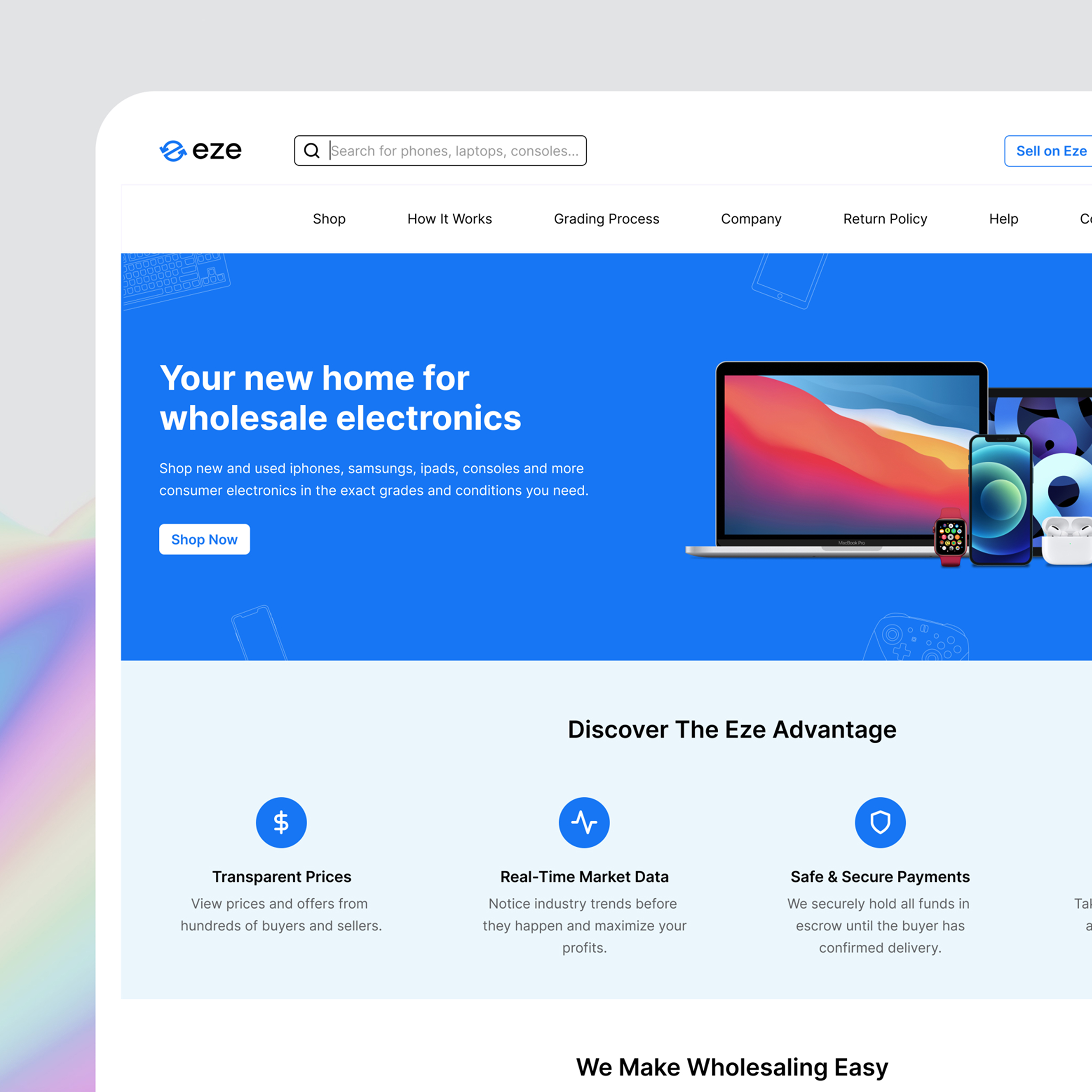 Eze wholesale electronics marketplace interface